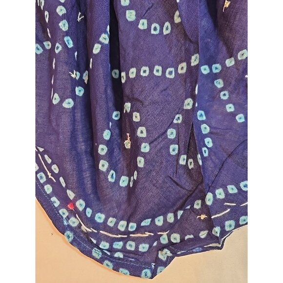 Handmade Blue boho midi skirt adjustable tie waist mirror sequins One Size New - Picture 14 of 15